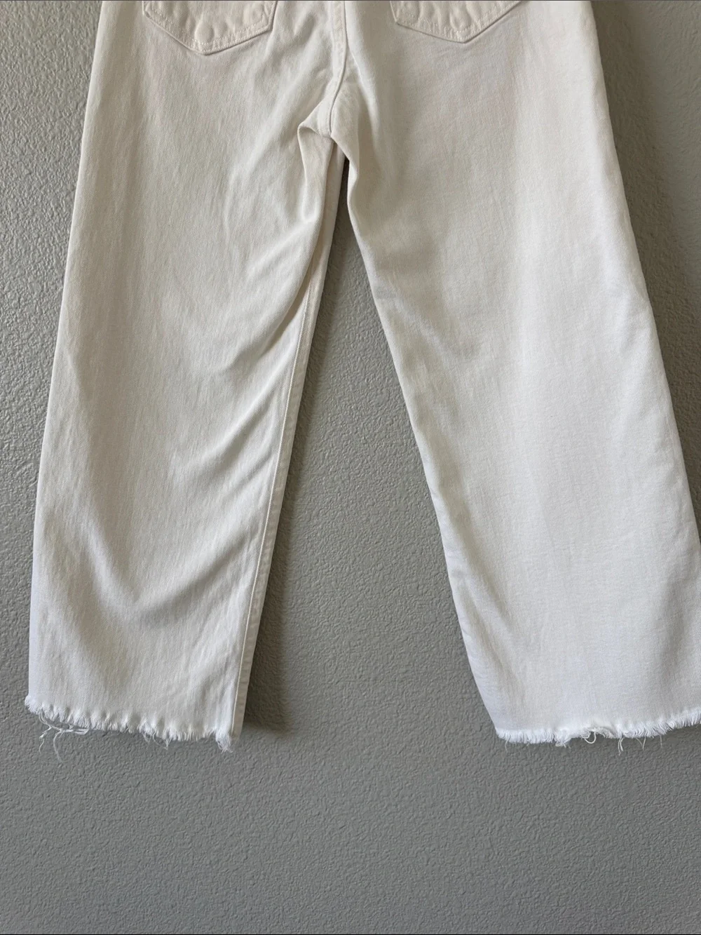 SLVRLAKE Grace Crop White High Rise Wide Leg Jeans Size 25 Raw Hem Premium Denim